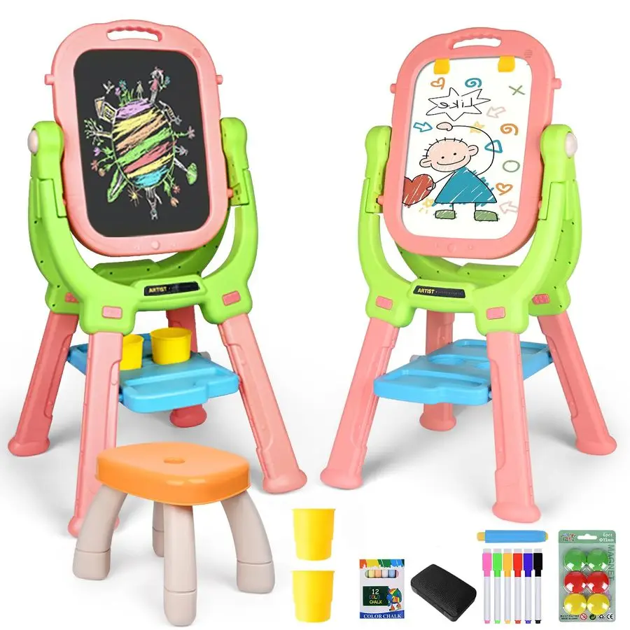 

Детский художественный мольберт, прочная складная доска для рисования со табуретным усилителем, художественные принадлежности, портативный креативный набор для рисования для детей 36, компактный Stan