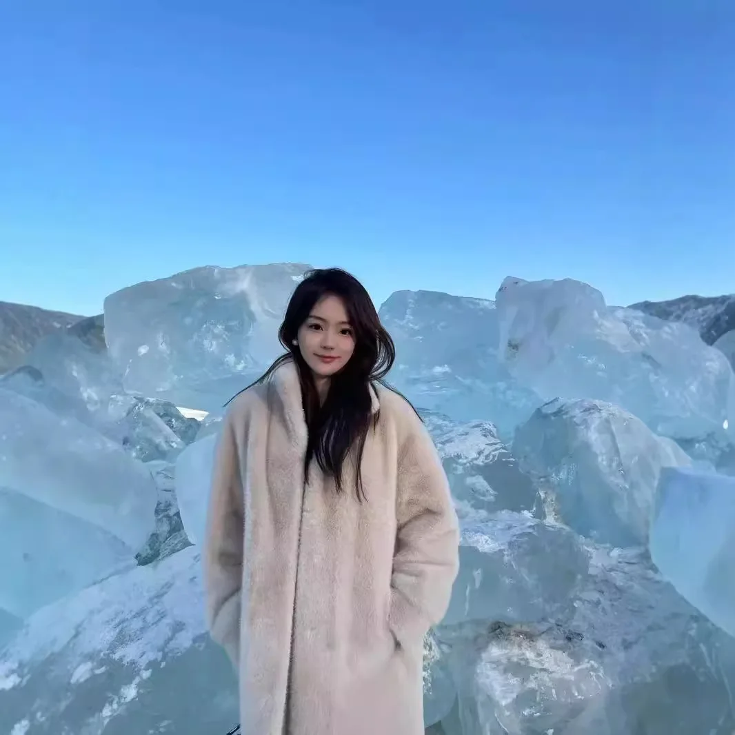 Women's Thick and Long Standing Collar Mink Fur Mink Fur Fur One-piece Fur Eco-friendly Fur Coat Women's Coat Light and Warm