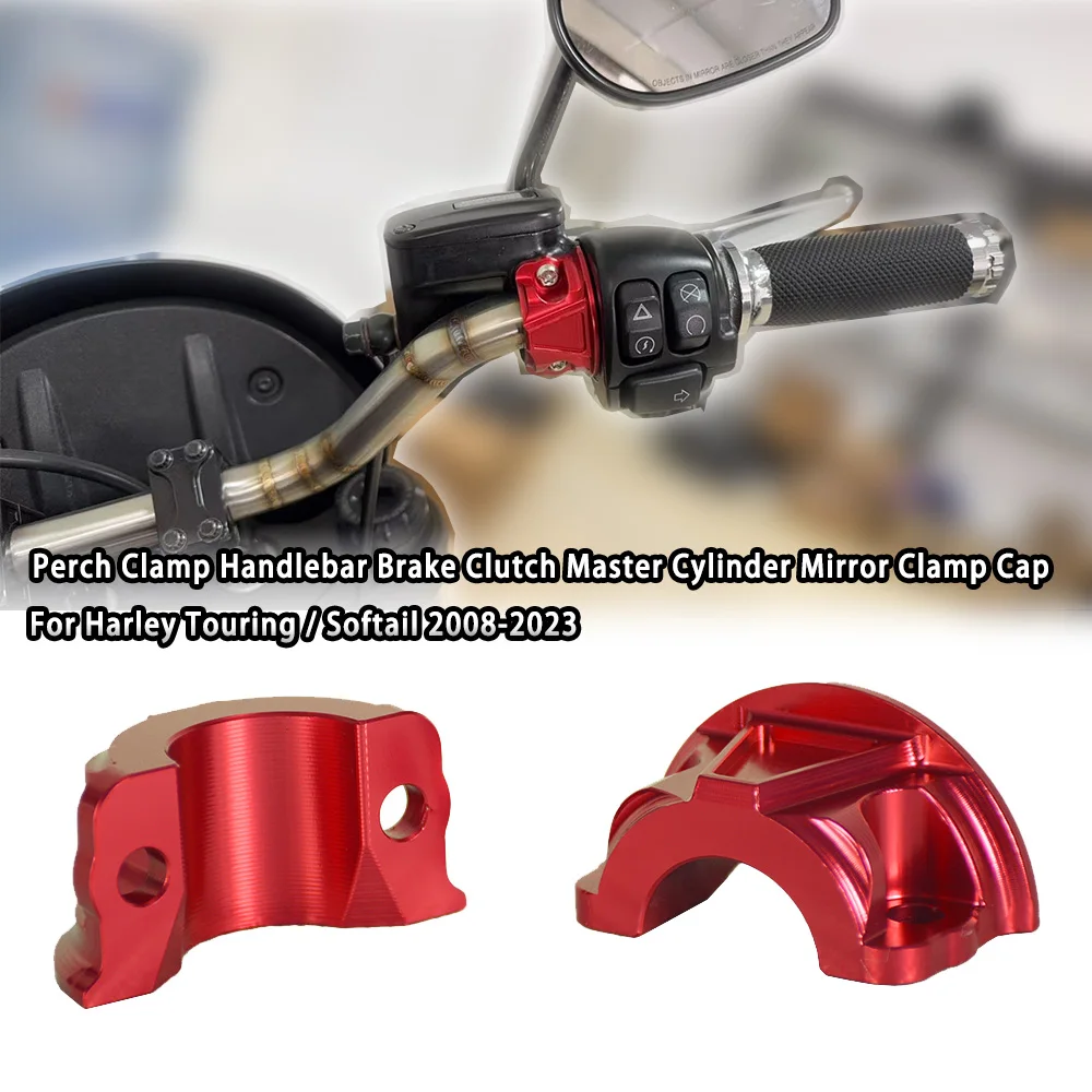 

Perch Clamp Motorcycle Black Handlebar Brake Clutch Master Cylinder Mirror Clamp Cap Mount Bracket for Dyna Softail 2008-2023