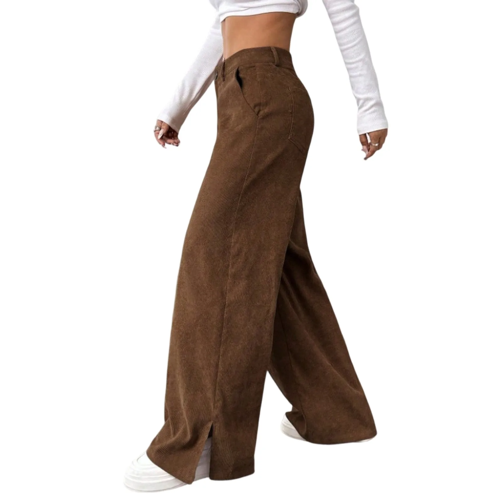 سروال قصير نسائي من YHOPE سروال قصير كاجوال نسائي بلون سادة فضفاض مستقيم