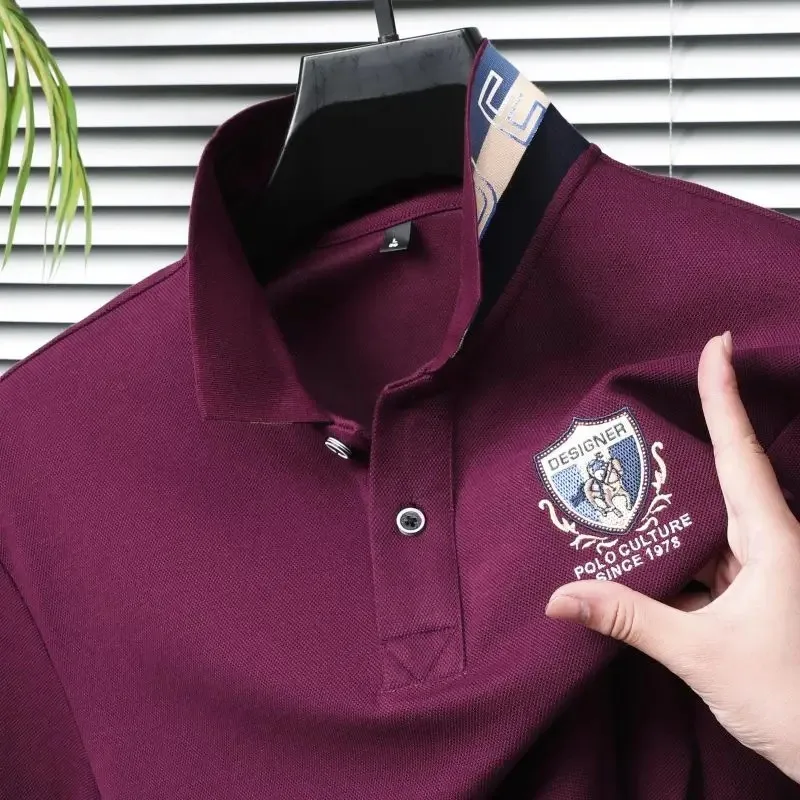 

Высококачественный Хлопок Мужской Поло с длинными рукавами Осенний новый модный бренд вышивка Бизнес - отдых Футболка для гольфа Мужская одежда