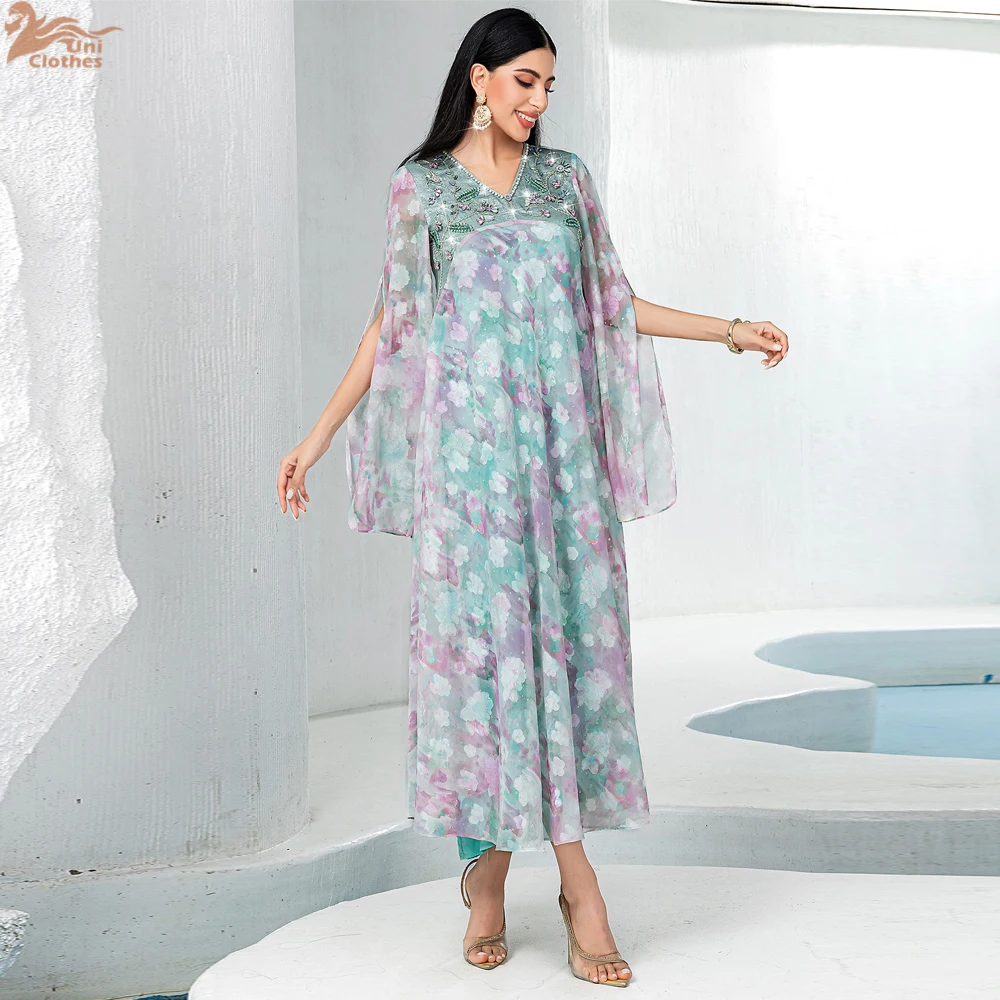 Dubaï manches évasées Abaya vêtements de prière femmes modeste mode musulmane Robe longue Kebaya Caftan Robe Femme Musulmane caftan Robe