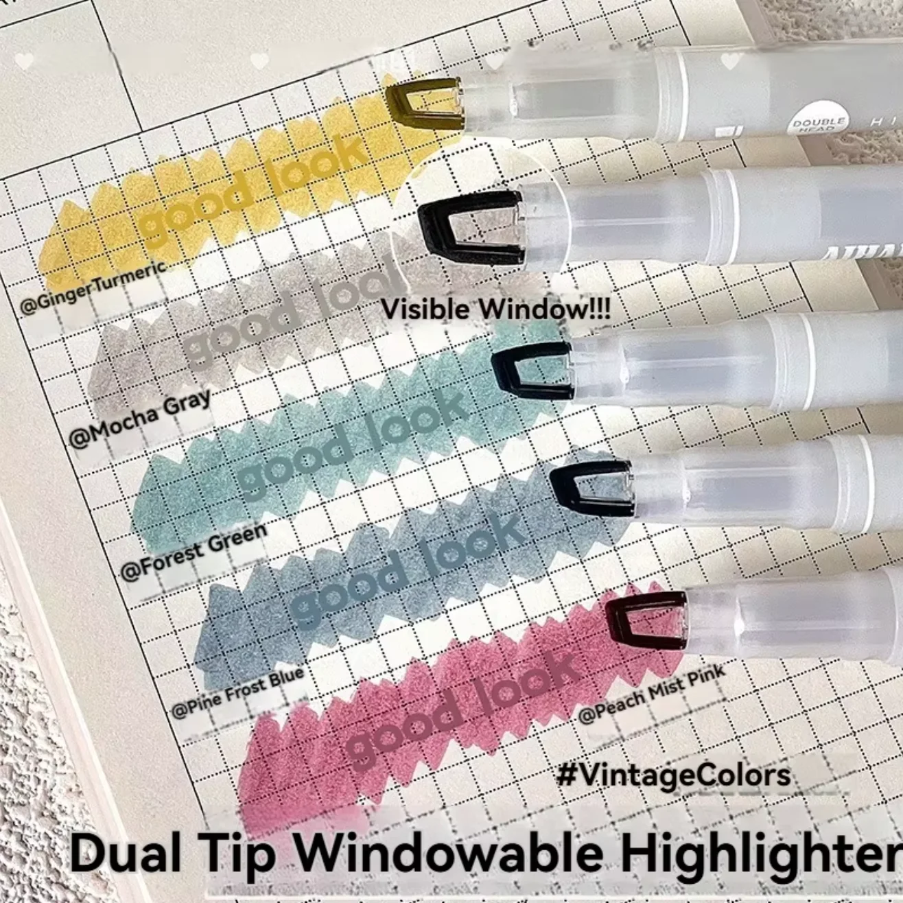 5/25 Colors Visible Window Dual-End Highlighter Marker Pens - Eye-Friendly Fluorescent Markers for Note Marking & Highlighting