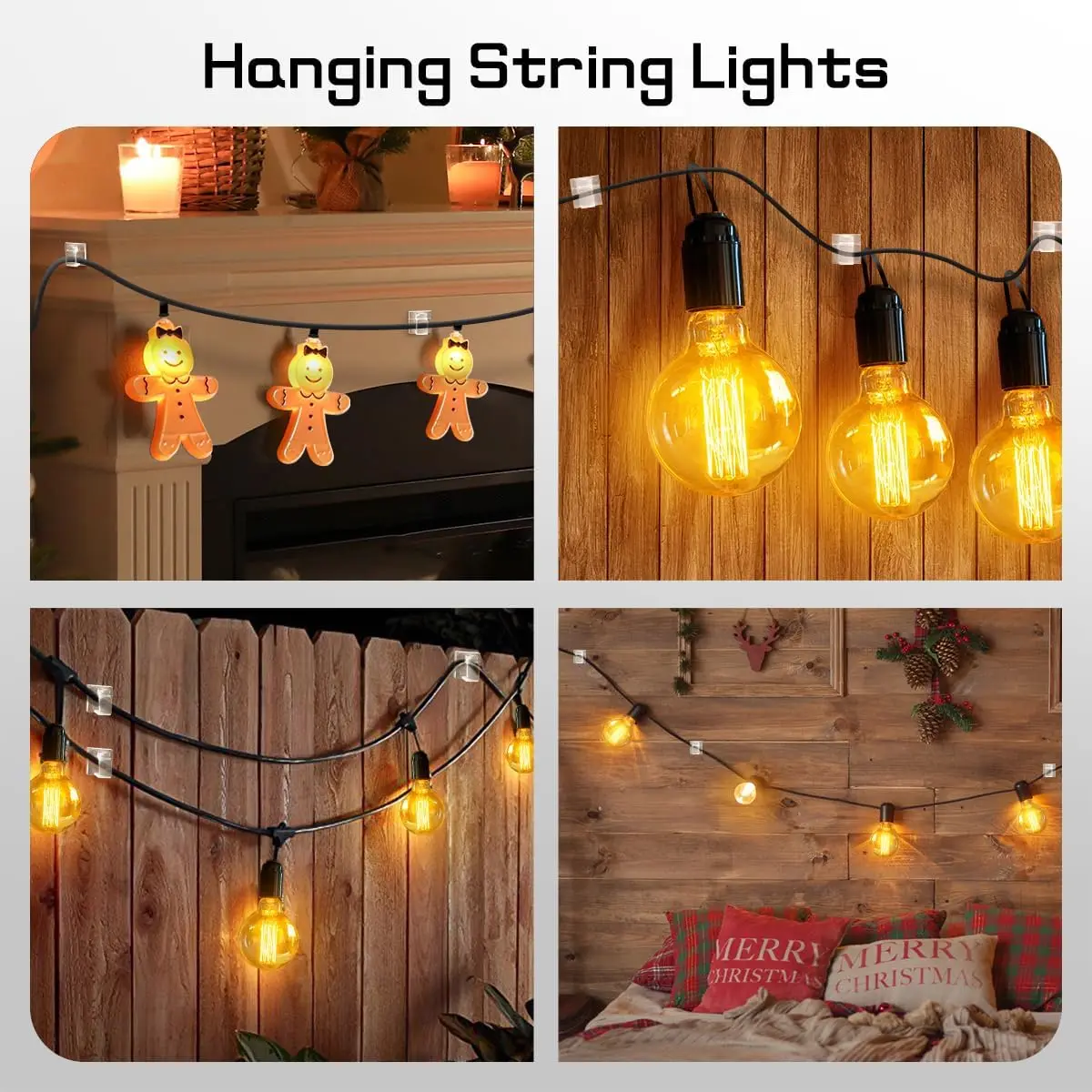 50/100Pcs Light Clips Hooks for Christmas Outdoor String Lights Clips Wire Holder for Hanging Lights Wall Cable Fairy Lights image 6