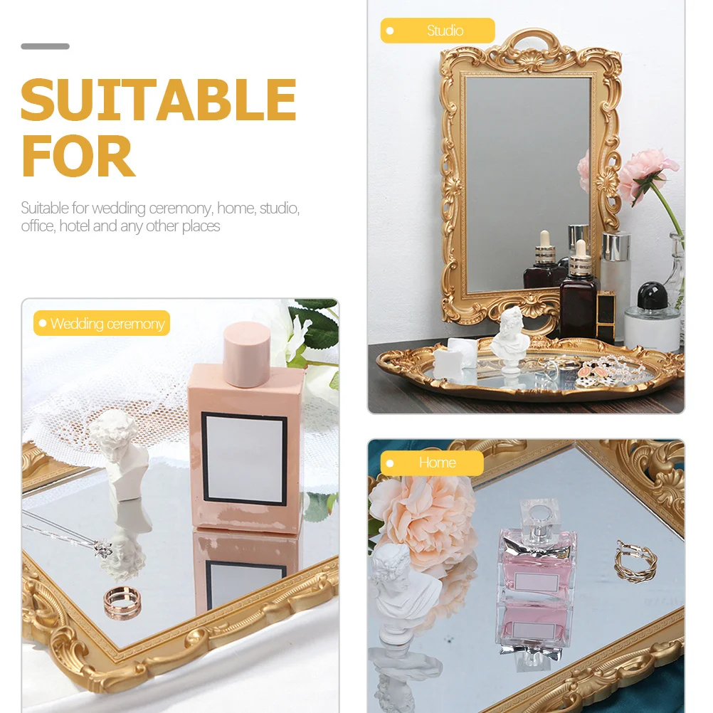 

Elegant Mirror Plate Vanity Tray Perfume Organizer Decorative Makeup Tray for Dresser Wedding Candy Chocolate Display