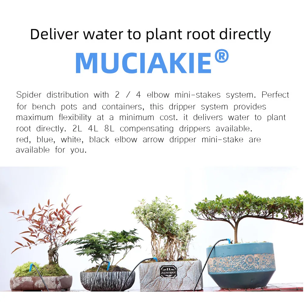 MUCIAKIEGarden Greenhouse Drip Watering System Black 3/5mm Arrow Dripper Irrigation Kit Transmitter Drop Distributor Set for Pot