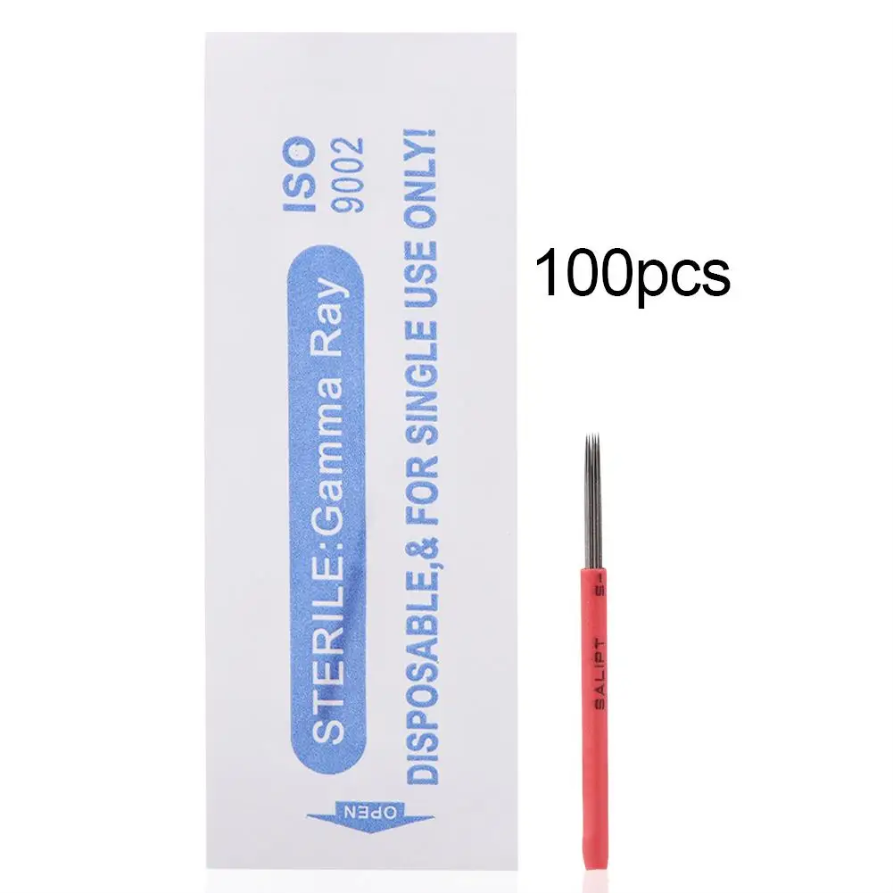 

100pcs Disposable Sterile R5 Microblading Needles for eyebrow Tattoo Manual Blades for Permanent Makeup Art Supplies
