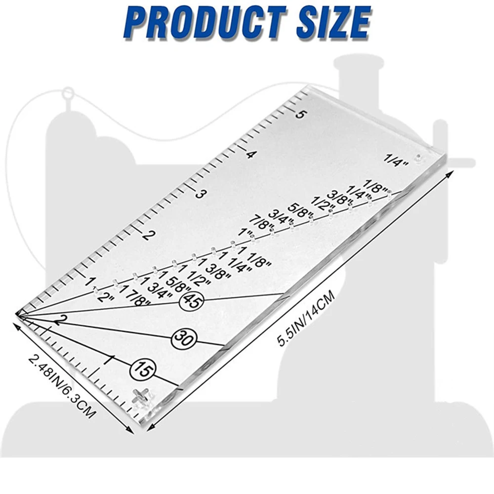 1PC Seam Guide Ruler Quilting Seam Guide Ruler Sew Seam Allowance Rulers & 1/8 to 2 Inch Straight Line Hems for Sewing Machine