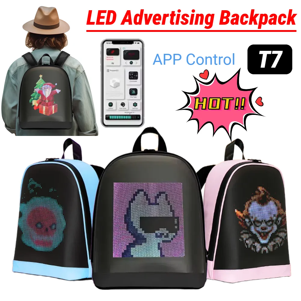 

LED Advertising Backpack with Led Display Portable APP Control Advertising Business Bag Pixel Screen Bag for Outdoor Travel