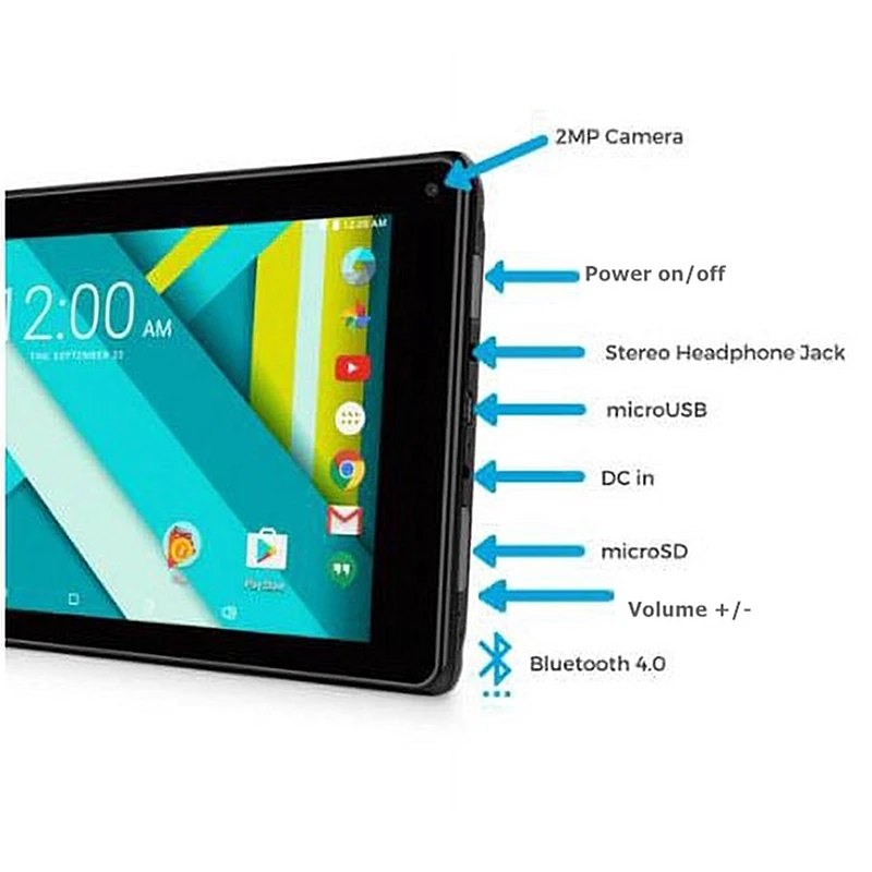 Imagem -06 - para Aprendizagem Android 6.0 Crianças Tablet pc Polegada 1024x600 Tela Ips Rk30sdk Quad Core 1gb Ram 16gb Rom Câmeras Duplas Notebook