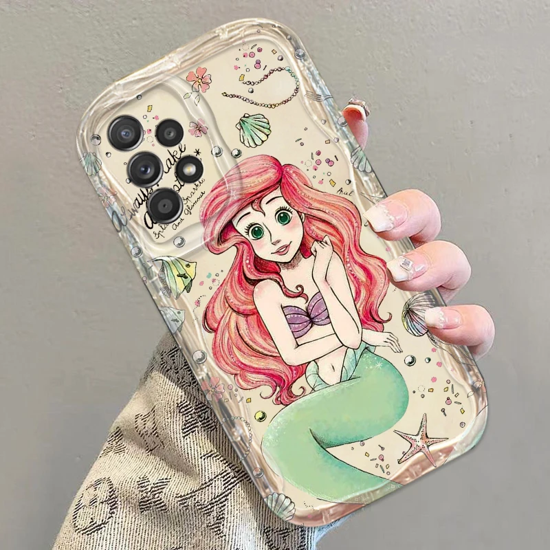 Cartoon Princess Ariel Wave Oil Cover trasparente per Samsung Galaxy A55 A73 A72 A71 A54 A52 A51 A50 A35 A34 A33 A31 custodia per telefono