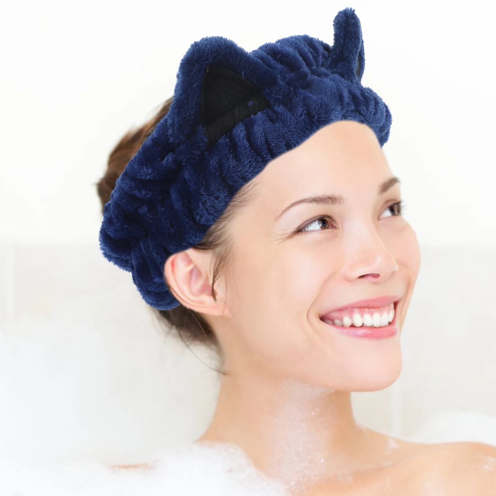 

Cat Ears Face Wash Headband Women Cute Hairband Stretch Makeup Headband For Skincare Shower Travel Household Use Comfortable