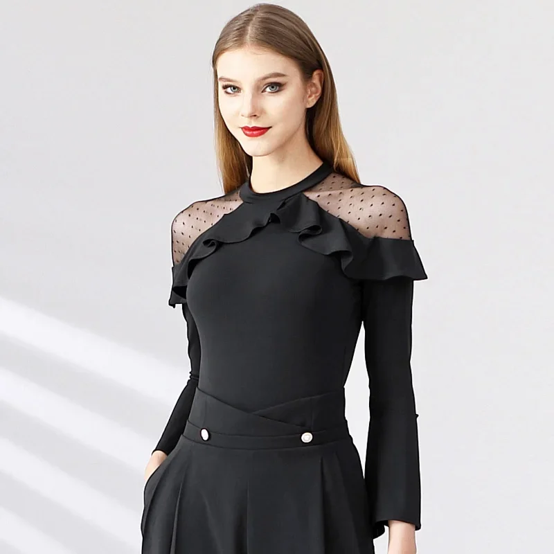 New Shoulder Sleeves Modern Latin National Standard Square Dance Practice Top Waltz Dress