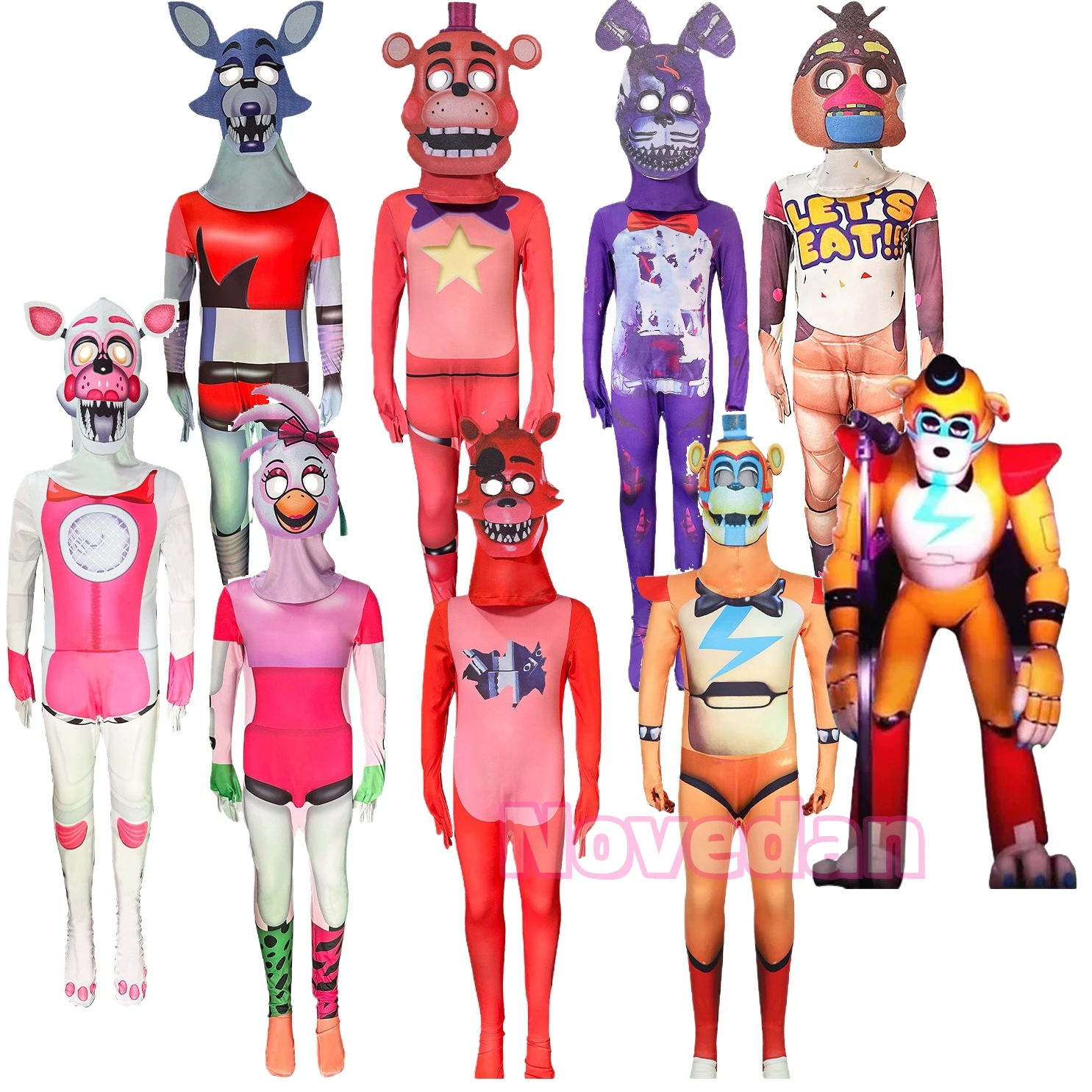Anime Bonnie Bear FNAF Costume Game Foxy Chica Freddy Fazbear Cosplay Costume Five Nights Freddyed Nightmare Costume For Kids