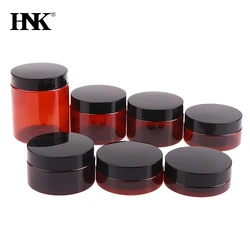 30-250ml PET Amber Color Cosmetic Face Cream Refillable Bottles Lip Balm Sample Lotion Gel Container Empty Makeup Jar Pot