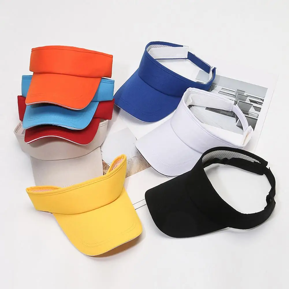 Adjustable Universal Solid Color Sun Visor,Sport Golf Tennis Breathable Cap Solid Color Summer Sun Hat Empty Top Hat