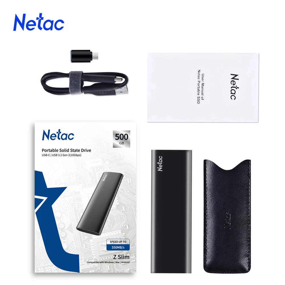 Netac přenosné SSD 2TB 1TB 500gb externí těžko pohon 550mb/s USB3.2 HDD kotouč pro PS4 xbox notebook plocha