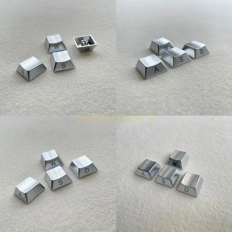 

Best Seller Zinc Alloy WASD Keycaps Gold/Silver Finish Side Engraving Enhances Gaming Keypad