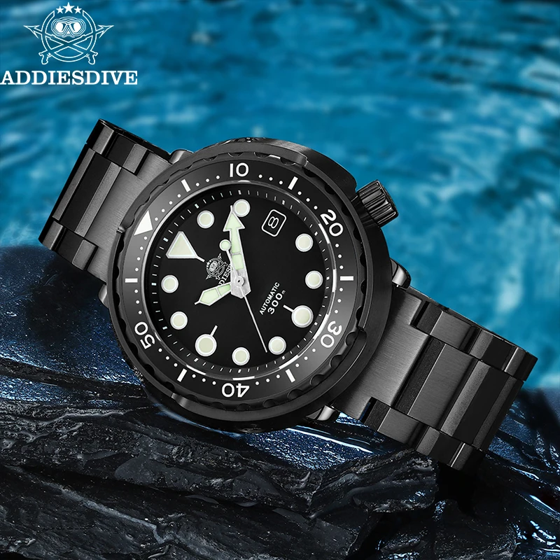 ADDIESDIVE 300M impermeable Diver relojes mecánicos automáticos de acero inoxidable bisel cerámico Reloj Hombre zafiro nuevo Reloj para Hombre
