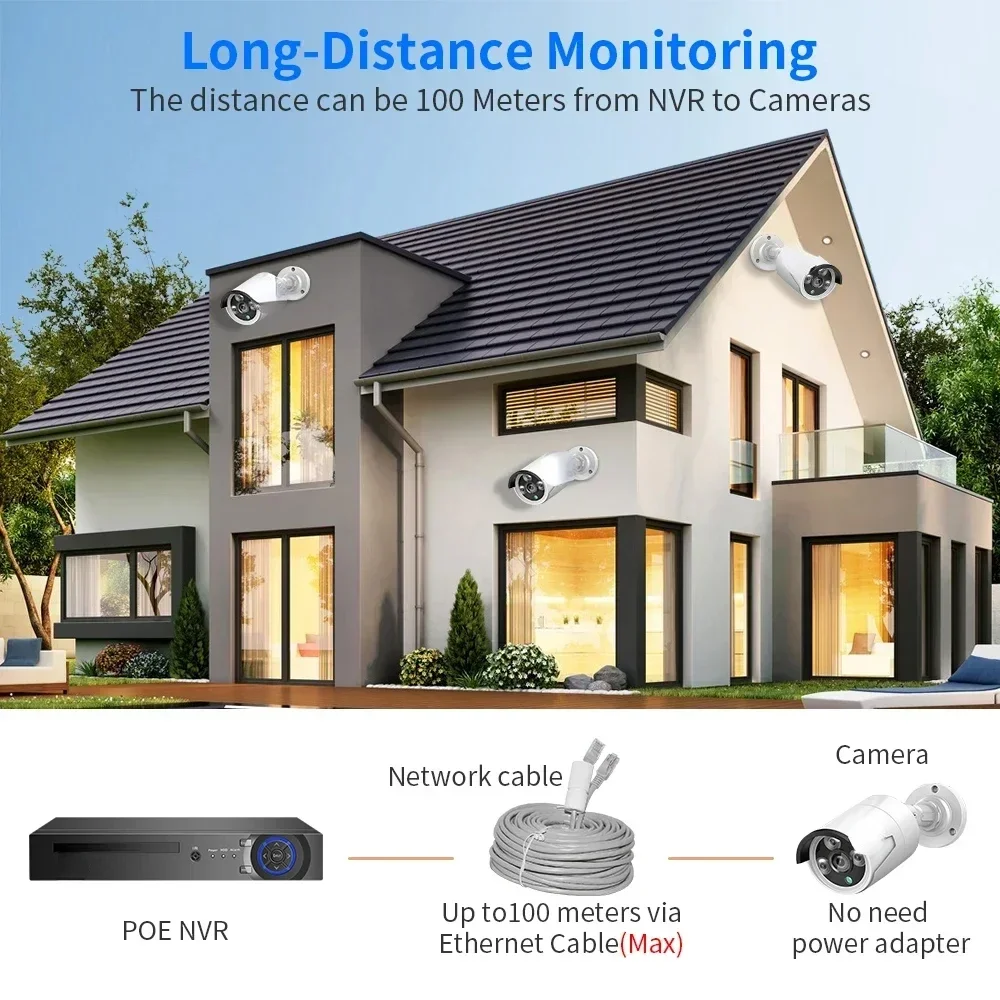 hiseeu 8CH 3MP POE HD NVR Kit H.265 IP security Camera System Two-Way Audio CCTV Security Video Surveillance System