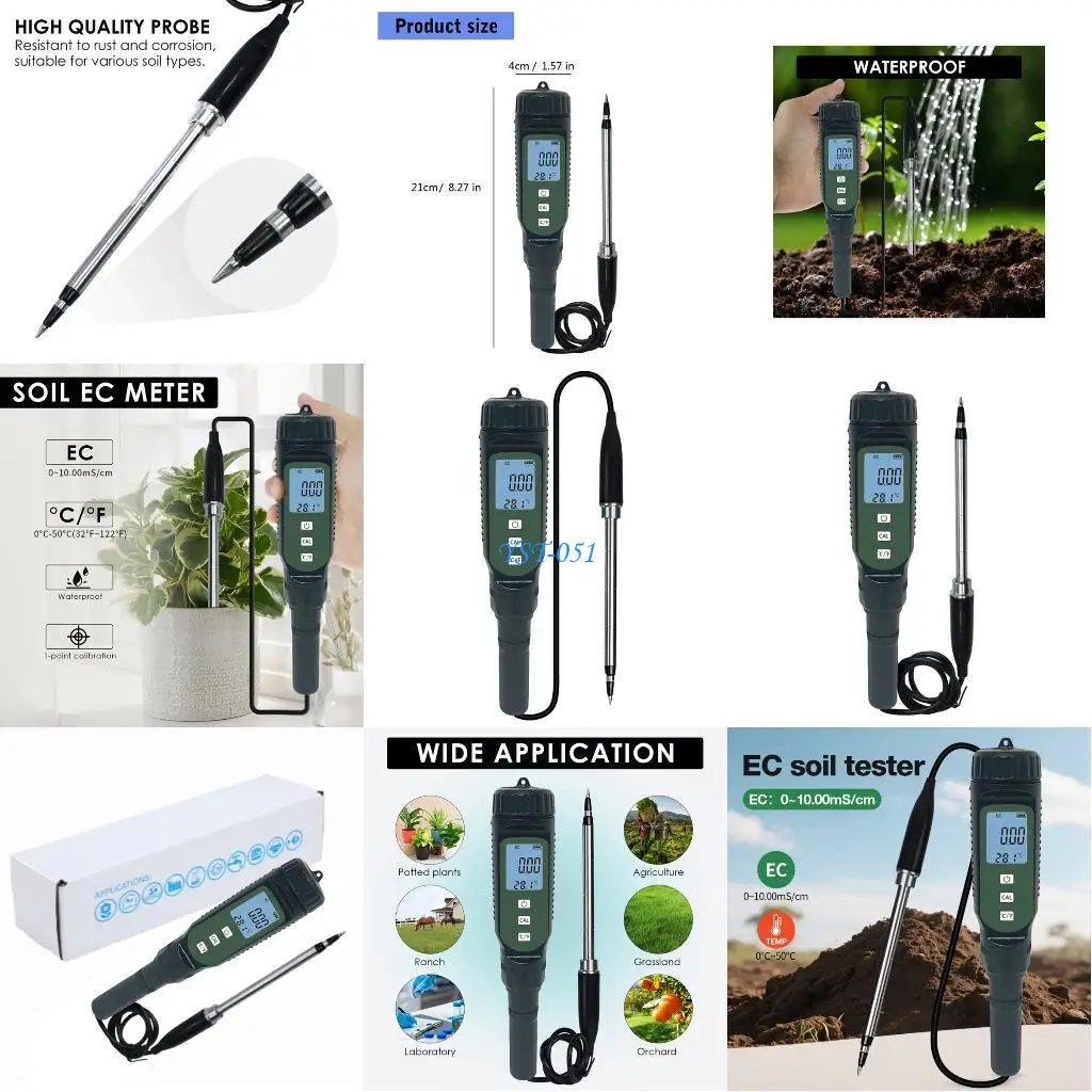 

E15A Portable Soil Conductivity Tester For Agriculture And Gardening Handheld Design High Accuracy ABS Construction
