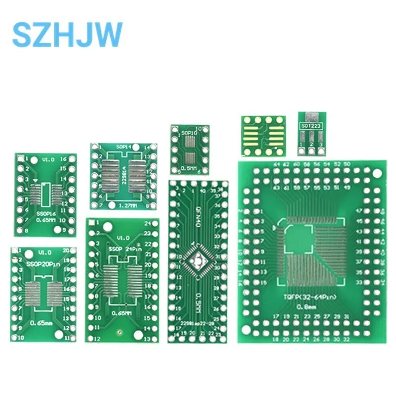 10PCS SOP Patch Adapter Board SOP8 SOP10 SOP14 SOP16 SOP20 SOP24  SOT223 QFP32-100 QFN32 QFN40  TQFP QFN IC Test Board PCB Board