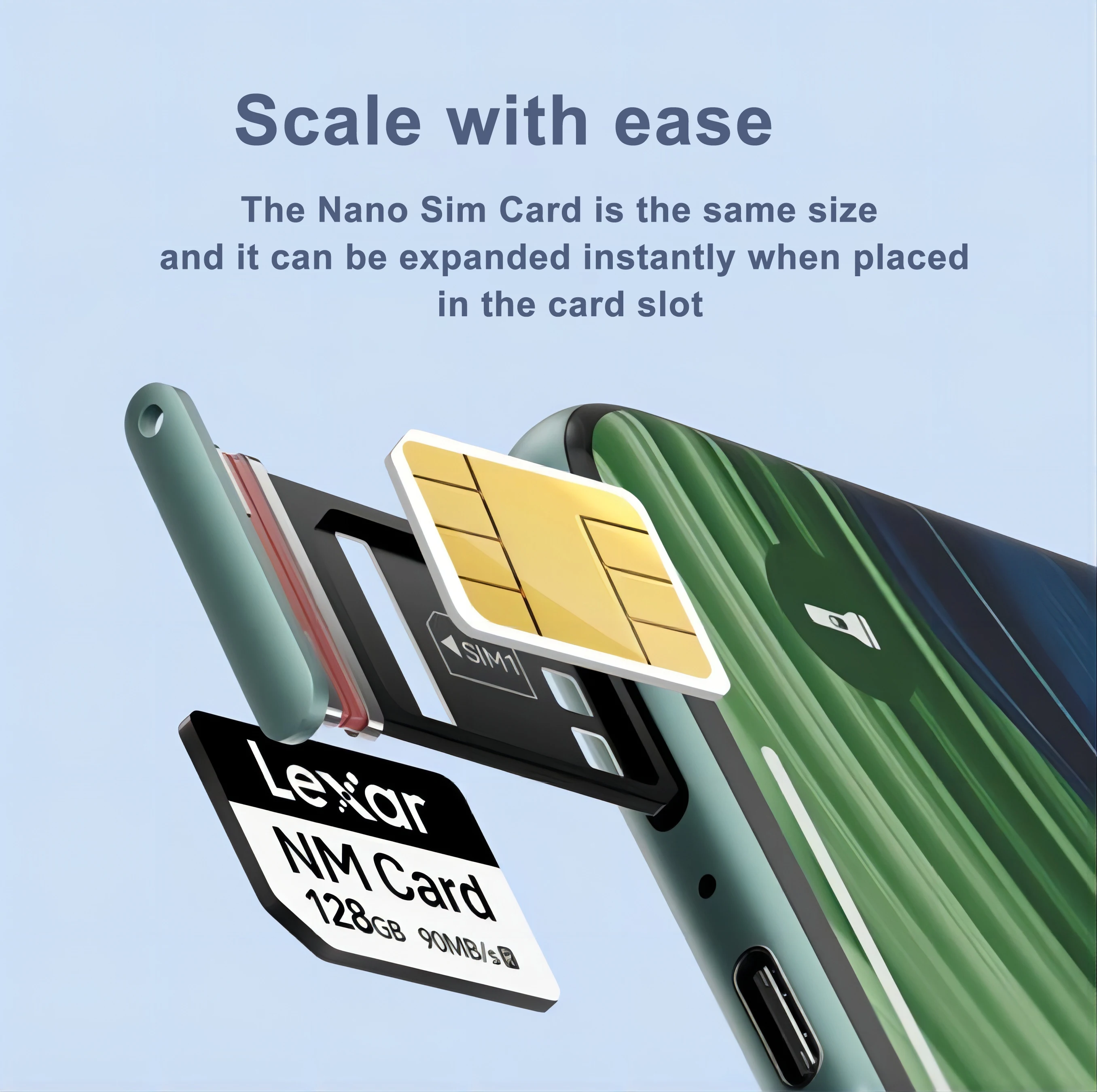 بطاقة ذاكرة Lexar NM nCARD 128GB 256GB 512GB قراءة ما يصل إلى 90 برميل/الثانية بطاقة TF لهاتف Huawei Phone nova/P60/P50/P40/P30 Mate20 Mate 30