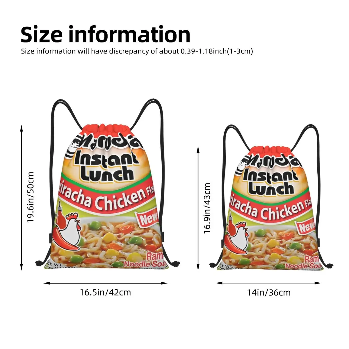 Ramen Noodle Soup Chicken Flavor Drawstring Backpack Gym Sports Sackpack String Bags for Hiking