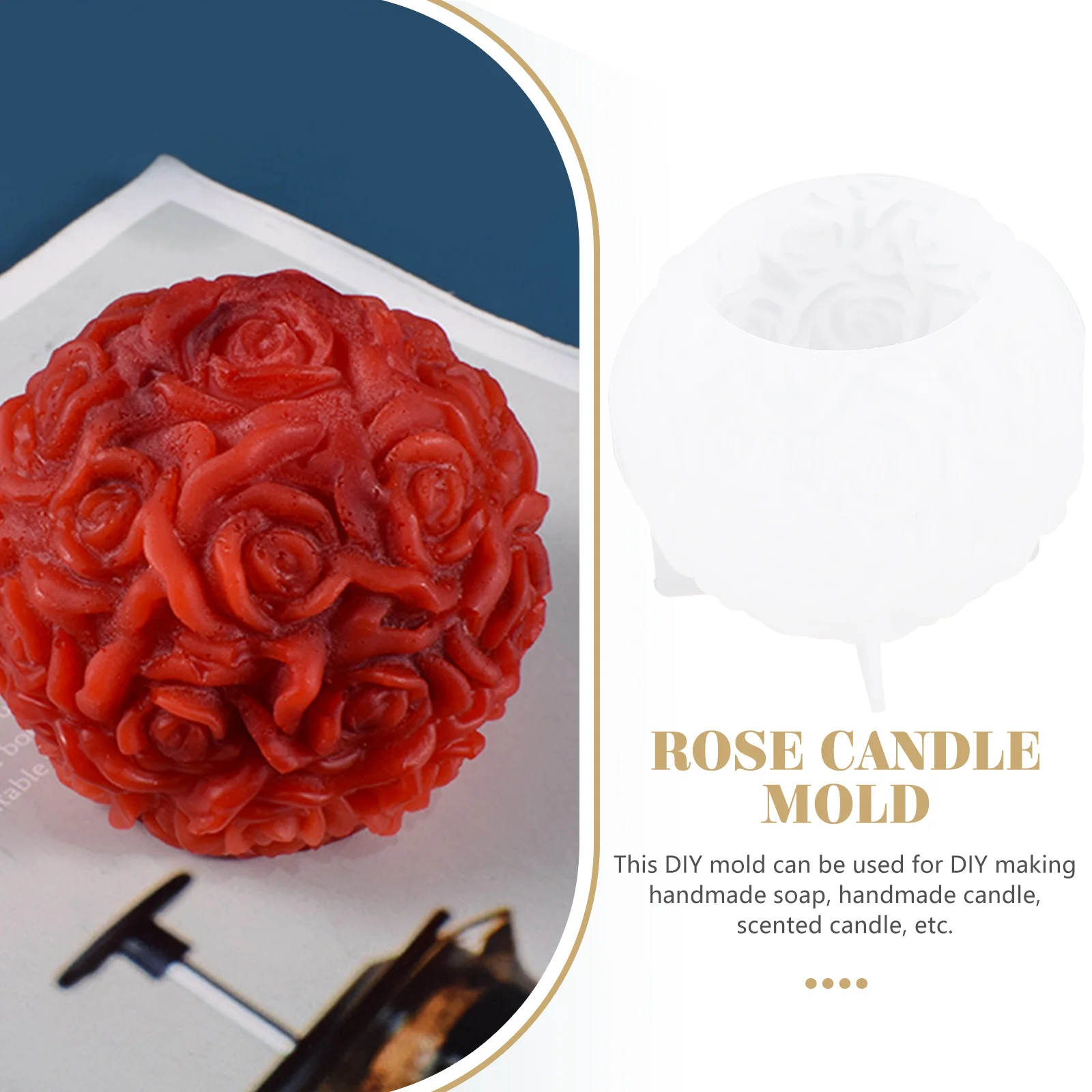 

DIY Rose Scented 90mm Round Silicone Casting Home Decor Craft Supplies Flexible Aroma Practical
