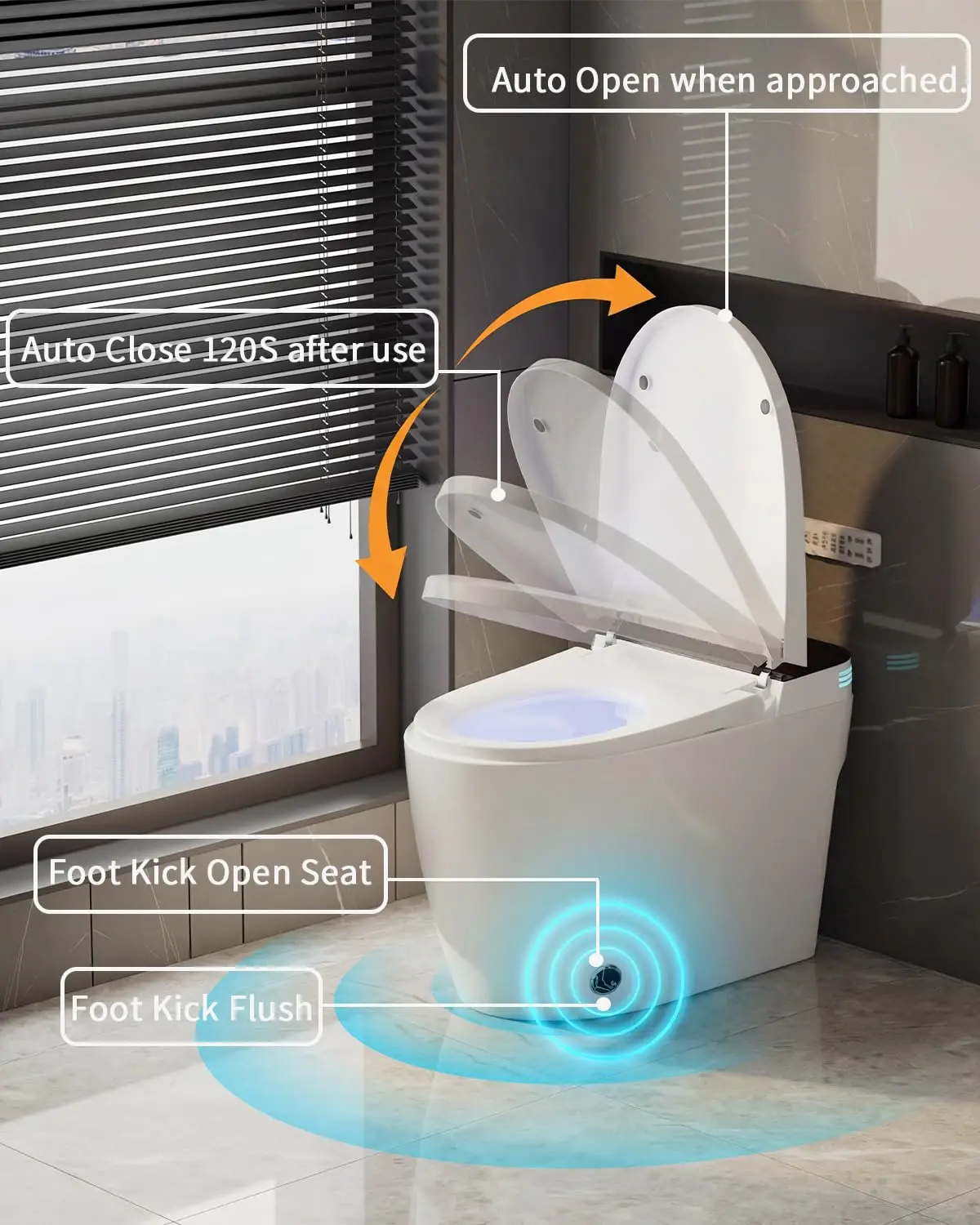 Smart Toilet with Bidet, Auto Open/Close Lid, Bidet Toilet with Powerful Flush, Instant Warm Water, Elongated Smart, Customized