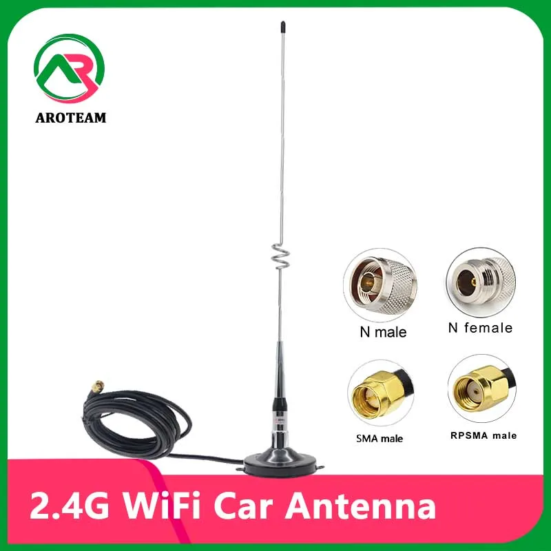 48cm 2.4G Omni WiFi External Antenna High Gain 18dbi Vehicle-mounted radio aerial With N SMA RPSMA And Magnetic Base