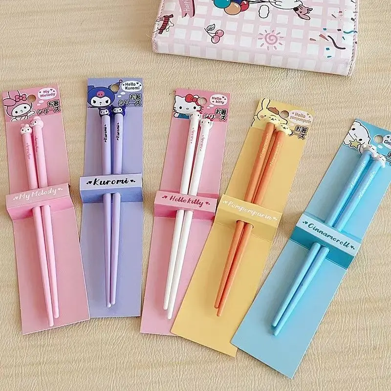 Sanrio Chopsticks Kawaii My Melody Child Tableware Cartoon Kuromi Cutlery Anime Portable Tableware Cute Kitchen Supplies Gift