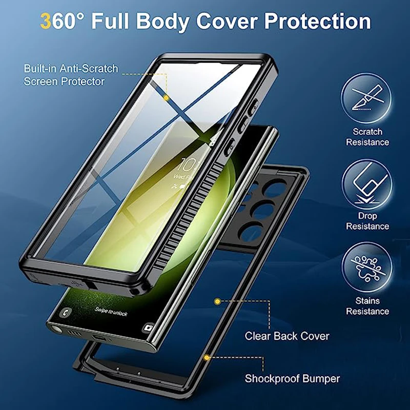 IP68 360 Waterproof For Samsung S24 S23 S22 S21 S20 FE S10 E S9 Note 20 10 9 8 Plus Ultra A32 A42 A52 5G Sealed Phone Case