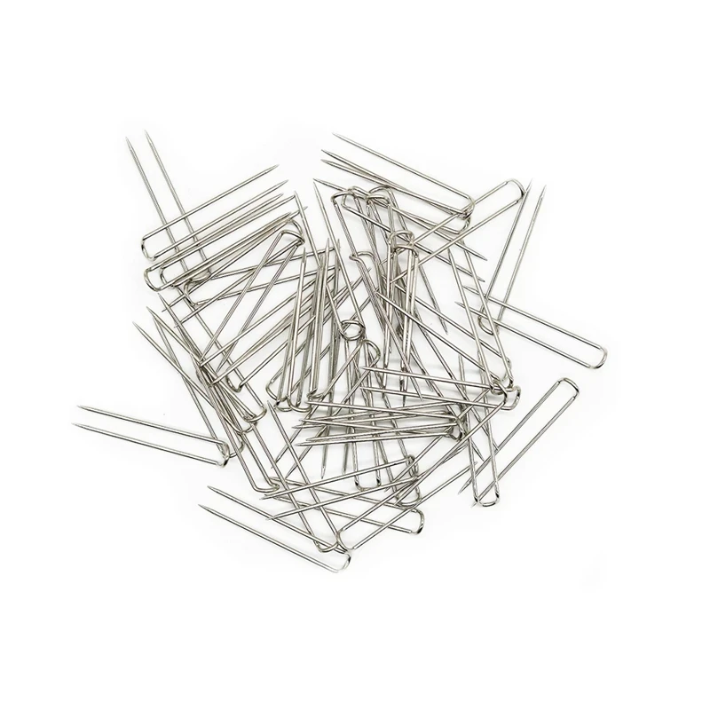 50 قطعة معدنية اللحف U دبابيس شوكة دبابيس الحرفية مستقيم اللحف إبرة للخياطة النسيج الحرفية صنع المجوهرات دبابيس الخياطة