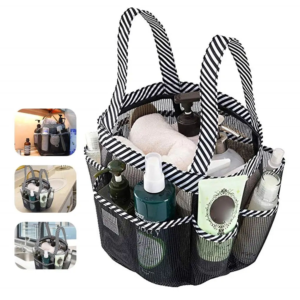 Mesh Shower Caddy Bag Basket Indoor Outdoor Using Solid Color Multi-pocket  Tote Bags Toiletry Holders with Handles