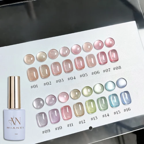 Imagen 1 del producto MIANEL 1-16PCS Esmalte de Uñas en Gel Efecto Ojo de Gato Magnético Humo Ligero 2025 Nuevo con Cuentas de Cristal, Pegamento para Uñas Rosa Nude, Uñas Rosas, Uñas Azules, Arte de Uñas