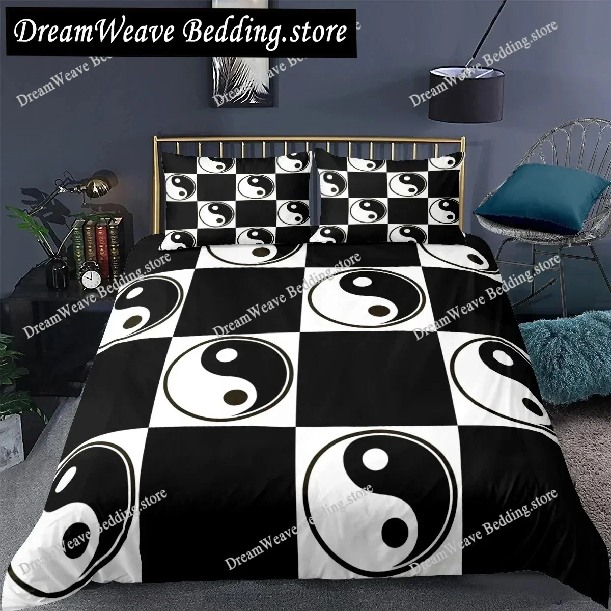 Yin Yang King Duvet Cover Mandala Bohemian Bedding Set Retro Lotus Tai Chi Bagua Comforter Cover Home Textileextile Luxury Gift