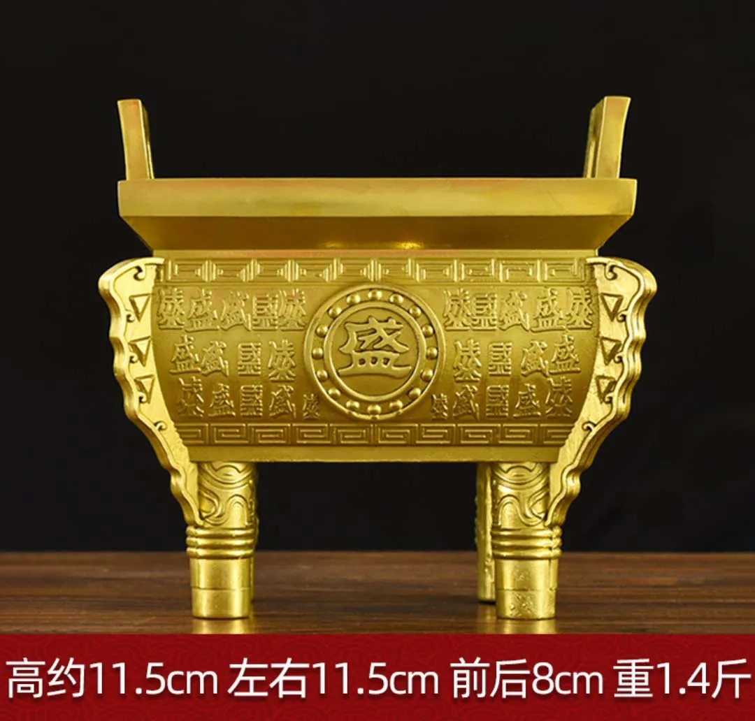 TOP COOL GOOD HOME SHOP COMPANY BAR CLUB thriving GOOD LUCK Wealth golden Copper Tripod Ashtray mascot FENG SHUI statue