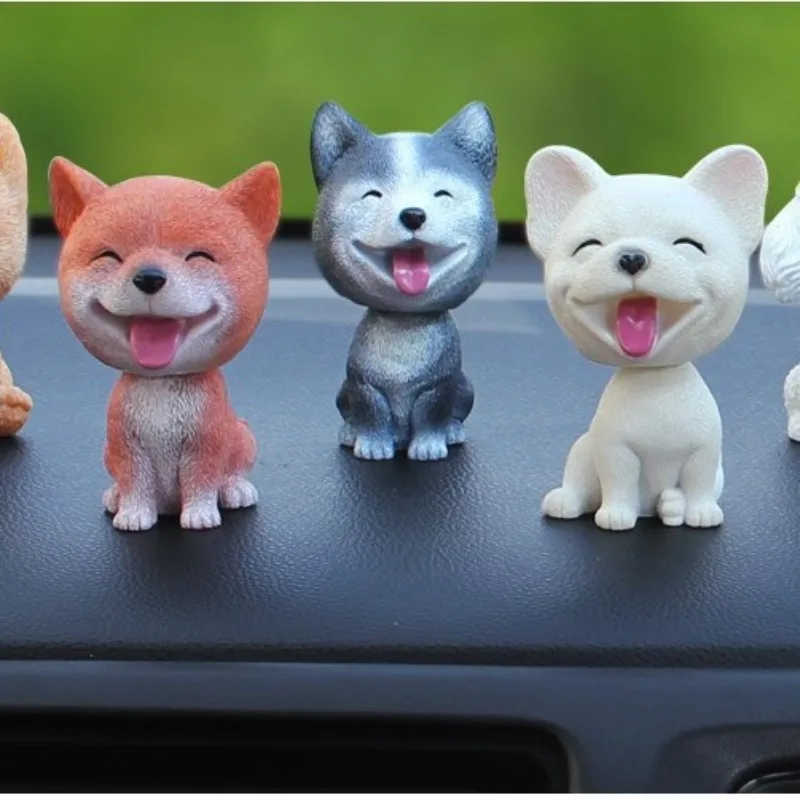 Husky Teddy Car Shake Head Dog Ornaments Cute Nodding Decoration Gift Car Interior Home Room Auto Accessories Decoration