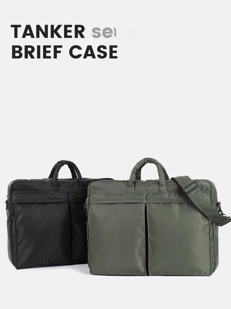 Large Capacity Casual Travel Briefcase Handheld Multi-Pocket Collaborative Brand Computer Document Bag Soft Nylon Material
