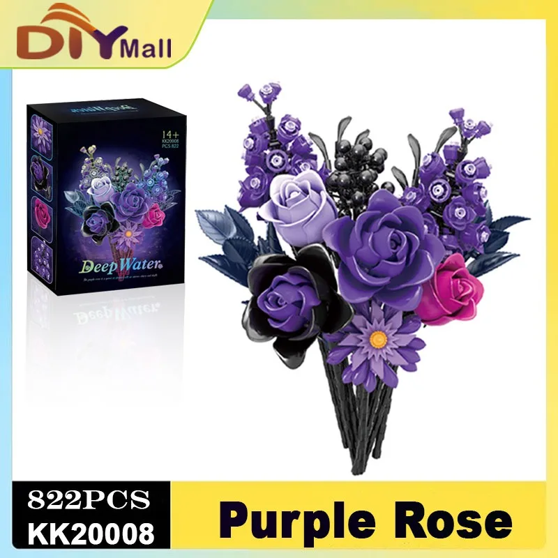

Набор для сборки «Фиолетовая роза»: Ботанический конструктор, готический декор, искусственный букет роз, модель-игрушка, подарки на День святого Валентина