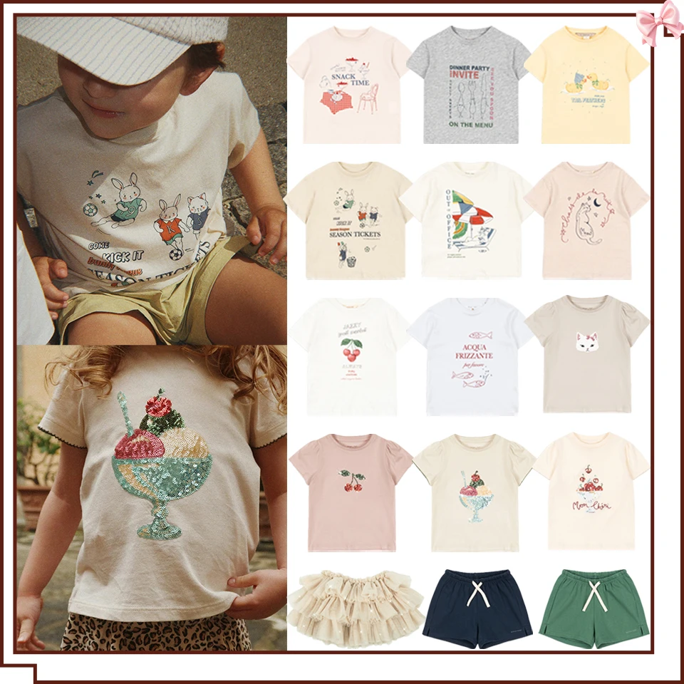 

Детская одежда 2026: Летний комплект для детей KS – шорты, милые футболки с пайетками для девочек, хлопковые футболки с мультяшным принтом для мальчиков, топы