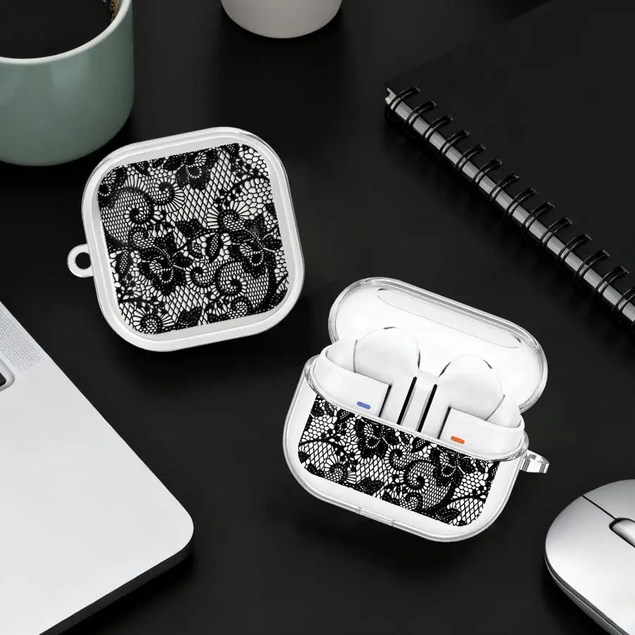 

Flower Stamen Pattern Clear Earphone Cases Cover With Hook Case For Samsung Galaxy Buds 4Pro 2Pro 4 Pro 3Pro Live 3 FE 2