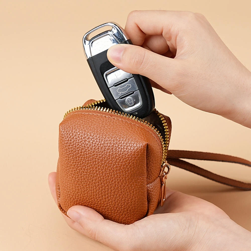 

Soft PU Leather Key Bag Coin Purse Lipstick Storage Bag Mini Portable Wristlet Wallet for Women Zipper Wallet Bag Pendant