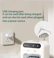 Mini souffleur d'air froid, humidificateur et refroidisseur de bureau, petit ventilateur froid sans pales, avec batterie lithium rechargeable de 1800 mAh, fonction de pulvérisation. 6