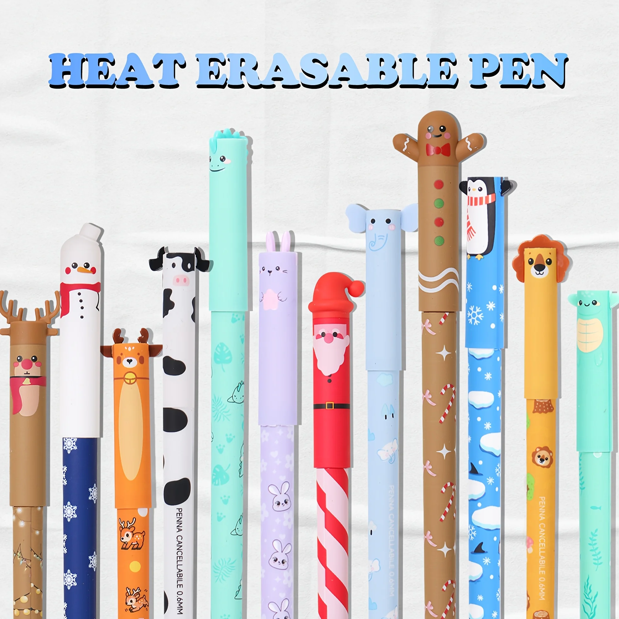 50-teiliges löschbares Tierstift-Set, integrierte löschbare Stiftspitze, farbige Ersatzminen, sanftes Schreiben (10 Stifte + 40 Ersatzminen) – Detail 2