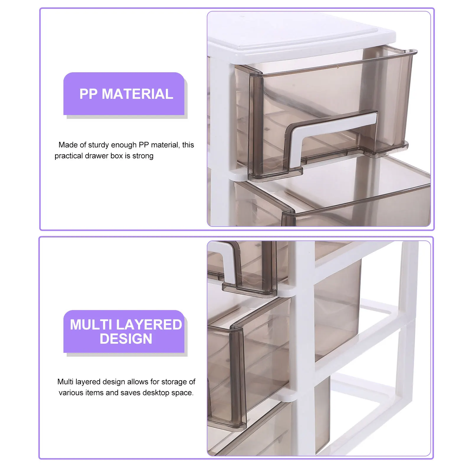 

Three-Layer Storage Cabinet Plastic Drawer Transparent Black White Sundries Holder Desktop Organizer Dustproof Storage Box