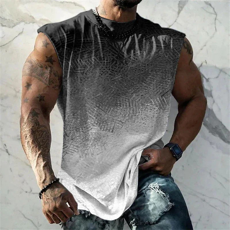 Men's 3D Print Vest Top Sleeveless T Shirt for Men Graphic Gradient Fashion Designer Muscle Daily Sports Gym T shirt  Sleeveless