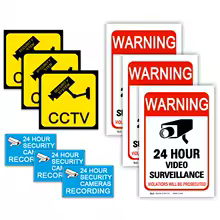 4/8PCS Warning Stickers CCTV Video Warning Tape