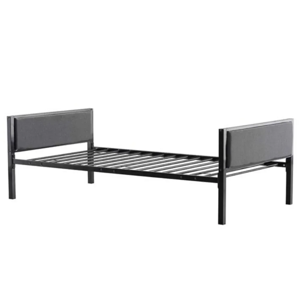 Bed Frame Simple Dark Gray Soft Cover Daybed Black Metal Bed Frames Twin Easy to Assemble Stylish and Modern Bedroom Furniture